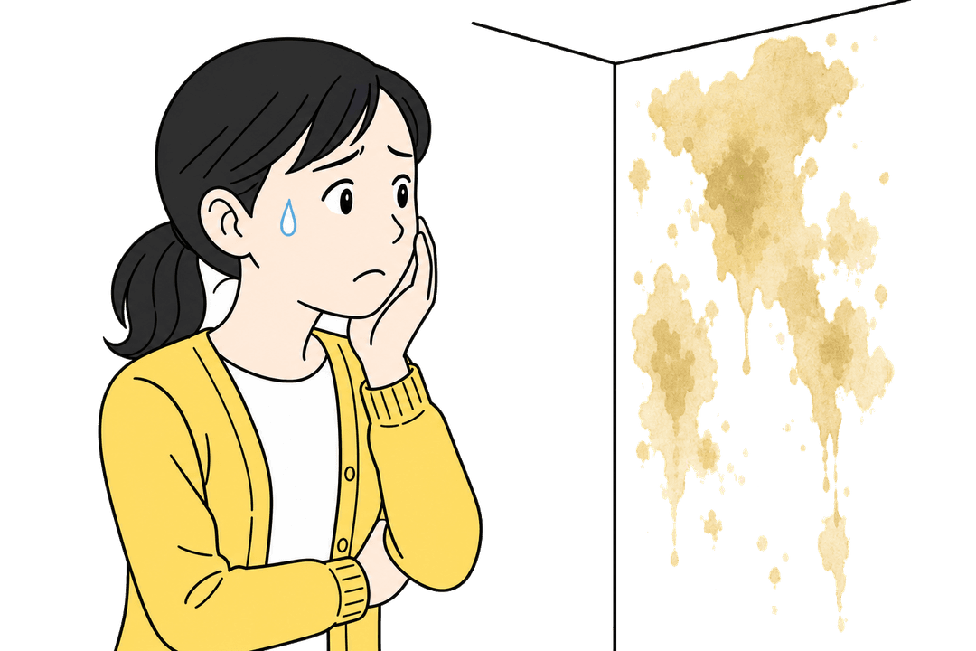 壁紙の黄ばみで来客時に恥ずかしいと感じている方のイラスト